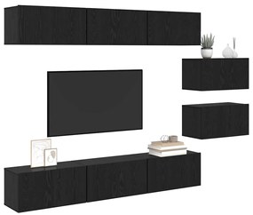 Conjunto de móvel de TV 8 pcs Carvalho preto 60 x 30 x 30.5 cm