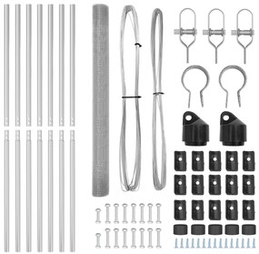 Conjunto de Postes de Cerca Conjunto de 2 Aço Galvanizado