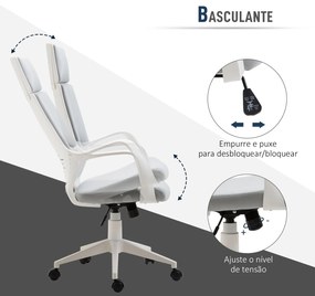 Cadeira de Escritório Giratória de Malha com Função de Inclinação Altura Ajustável e Encosto Alto 63x63x117-127 cm Cinza
