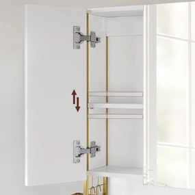 Armário de espelho com iluminação casa de banho de parede 70 x 14,5 x 70 cm branco-dourado