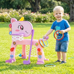 Centro Desportivo Infantil 4 em 1, 56 x 39 x 62-70 cm, Altura Regulável, Rosa