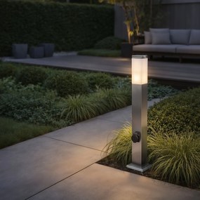 Candeeiro de exterior em aço 80 cm com tomada IP44 - Malios