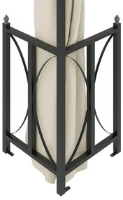 Gazebo com paredes laterais e telhado duplo 3x4 m cor creme