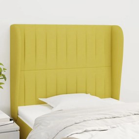 vidaXL Cabeceira de cama c/ abas tecido 83x23x118/128 cm verde