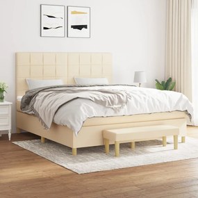 vidaXL Cama com molas/colchão 180x200 cm tecido cor creme