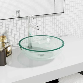 vidaXL Lavatório 35x12 vidro temperado transparente