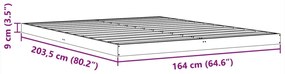 Estrutura de cama 160x200 cm madeira pinho maciça castanho cera