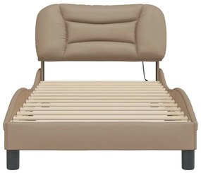 Estrutura de cama c/ luzes LED 80x200cm couro artif. cappuccino