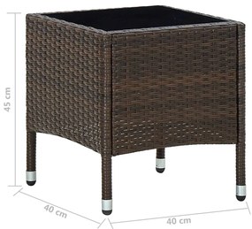 Mesa de jardim 40x40x45 vime PE castanho