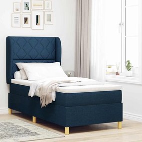 vidaXL Cama Box Springs com Colchão Cinza Escuro 90x190 cm Azul tecido