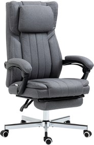 Cadeira de escritório giratória com encosto reclinável e altura ajustável, 65 x 61 x 105-113 cm, cinzenta