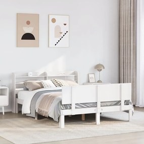Estrutura de cama c/ cabeceira sem colchão 140x190 cm branco