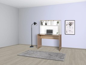 Secretária "Turvis" com Estante - 110 x 149 x 52 cm - Carvalho e Branc