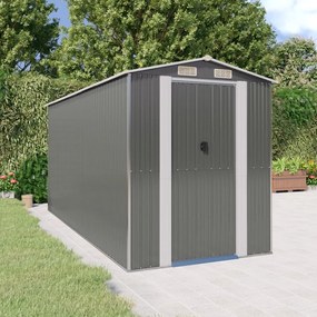 vidaXL Abrigo de jardim 192x440x223 cm aço galvanizado cinzento-claro