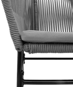 Conjunto jantar jardim 5 peças almofadas vidro vime cinzento PE