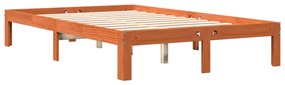 Estrutura de cama 120x200 cm madeira pinho maciça castanho cera