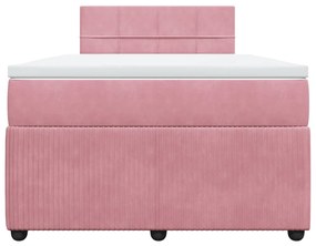 Cama boxspring com colchão 120x190 cm veludo rosa