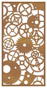 Decoração p/ muro jardim 105x55cm aço corten design engrenagens