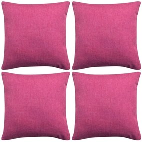 vidaXL Capa de almofada 4 pcs linho em rosa 40x40 cm