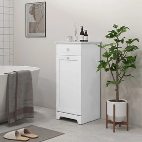 Móvel de casa de banho com cesto para roupa suja  40 x 40 x 90,5 cm, móvel de arrumação com gaveta  branco