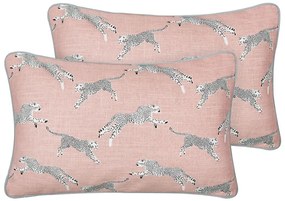 Conjunto 2 almofadas decorativas com padrão de chita em algodão rosa 30 x 50 cm ARALES Beliani