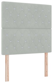 Cama Box Spring com Colchão Cinza Claro 90x200 cm Veludo