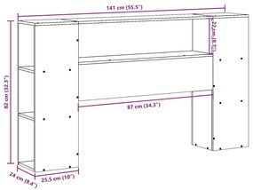 Cabeceira com arrumação 135 cm pinho maciço castanho-mel