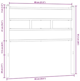 Cabeceira de cama 80 cm derivados madeira/aço carvalho castanho