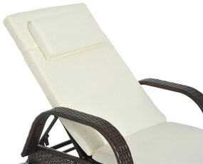 Espreguiçadeira de Vime Jardim Espreguiçadeira com Encosto Ajustável e