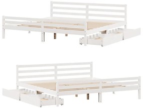 Cama sem colchão 200x200 cm madeira de pinho maciça branco