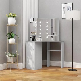 vidaXL Toucador de canto com LED 111x54x141,5 cm cinzento cimento