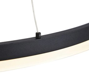 Candeeiro suspenso de design em anel preto 80 cm com LED e dimmer - Anello Design