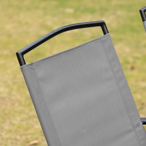 Outsunny Conjunto de Móveis de Jardim 8 Peças com 6 Cadeiras Dobráveis Mesa com Bancada de Vidro e Chapéu de Sol Inclinável Proteção Solar para Terraço Exterior Cinza
