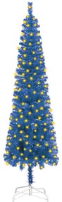 vidaXL Árvore de Natal pré-iluminada fina 150 cm azul