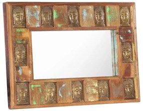 Espelho com budas 80x50 cm madeira recuperada maciça