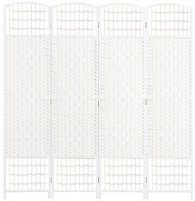 HOMCOM Biombo de 4 Painéis Dobrável Separador de Ambientes de Corda de Papel e Estrutura de Madeira 60x170 cm Branco | Aosom Portugal