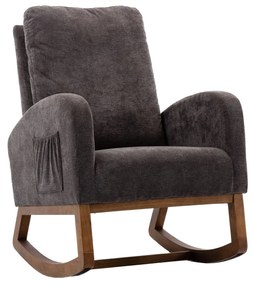 Cadeira de balanço moderna medieval, adequada para quarto e sala de estar, almofada de costas altas, 69x94x101cm, Cinza