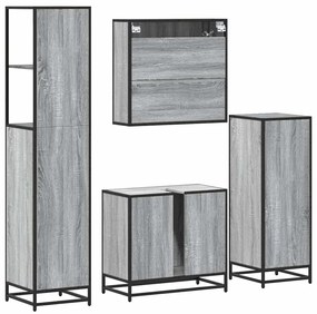 4 pcs Conjunto móveis casa de banho madeira proc. cinza sonoma