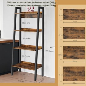 Estante de livros forma de escada 4 níveis 34 x 56 x 137,5 cm castanho Vintage -preto