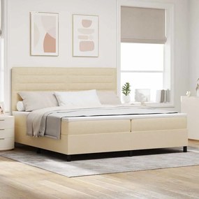vidaXL Cama Box com colchão com cabeceira Creme 200 x 200 cm tecido