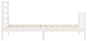 Cama sem colchão 90x200 cm madeira de pinho maciça branco