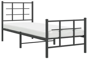 Estrutura de cama com cabeceira e pés 75x190 cm metal preto