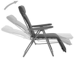 Cadeiras de jardim dobráveis com almofadões 2 pcs cinzento