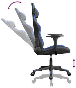 Cadeira gaming de massagens couro artificial preto e azul