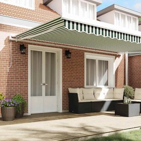 Toldo Retrátil Manual Verde e Branco 500x300 cm