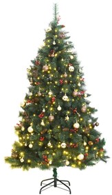 vidaXL Árvore Natal artificial articulada c/ 300 luzes LED+bolas 180cm