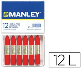 Lápis de Cera Manley 12 Unidades Vermelho Escarlata