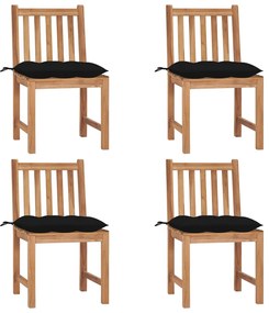 Cadeiras de jardim c/ almofadões 4 pcs madeira de teca maciça