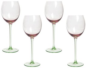 Conjunto de 4 copos de vinho em vidro rosa e verde 360 ml DIOPSIDE Beliani