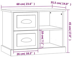 Mesa de cabeceira 60x35,5x45 cm cinzento sonoma